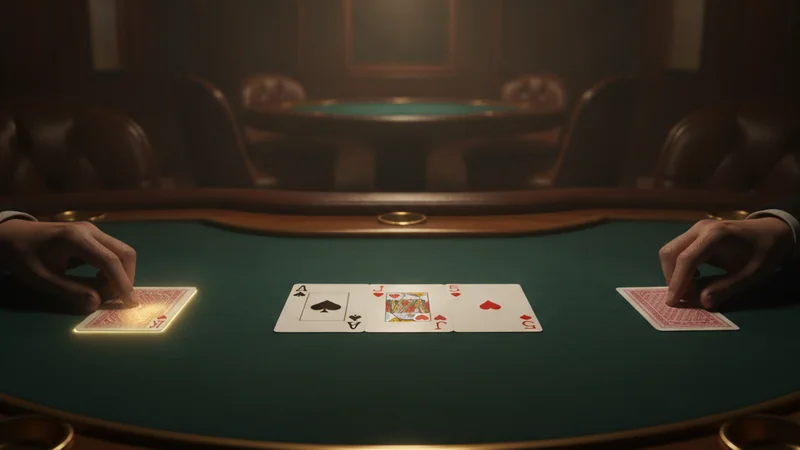 Community cards on green felt with player and dealer hole cards during an online casino poker game.